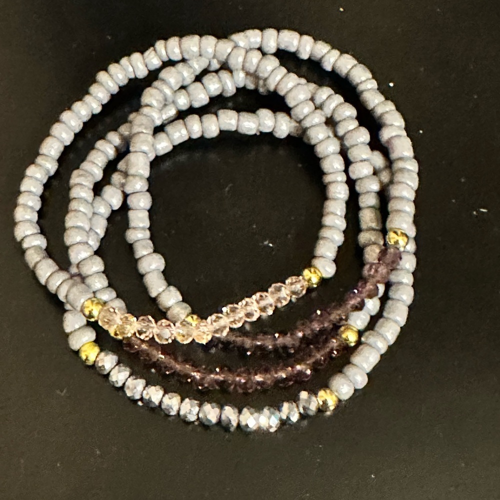 Gray Purple Pink and Gold Bracelets